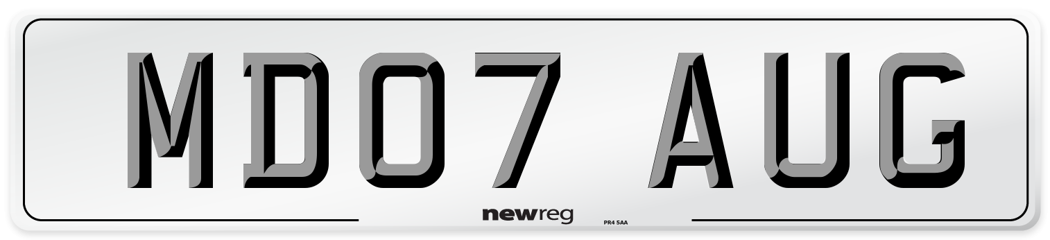 MD07 AUG Number Plate from New Reg